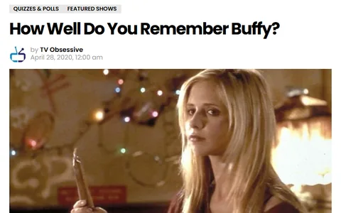 TV Obsessive's How Well Do You Remember Buffy? quiz page, with its title and header image
